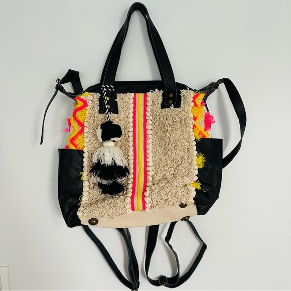 Stanley Street Crossbody Bag Backpack  Multicolor Fuzzy Day to Day Boho Hobo - Picture 2 of 16